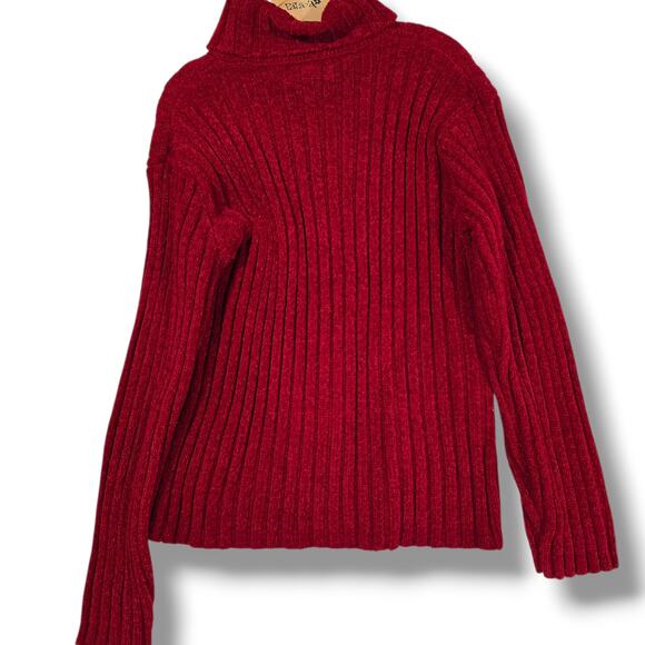 Style & Co Women’s Burgundy Ribbed Turtleneck Sweater Cozy Knit Pullover Size L - Picture 4 of 7